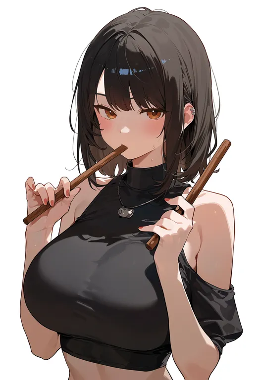masterpiece, best quality, score_7, safe, cinnamon stick, 1girl, solo, upper body, simple background — by k3scat, made with ComfyUI
