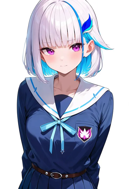 masterpiece, best quality, score_7, safe, lize helesta (school uniform), solo, upper body, simple background — by k3scat, made with ComfyUI