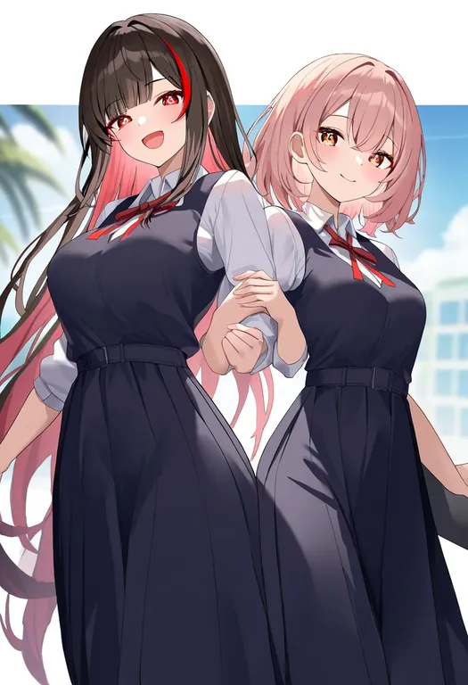 masterpiece, best quality, newest, absurdres, highres, safe, locked_arms, multiple_girls — by k3scat, made with ComfyUI