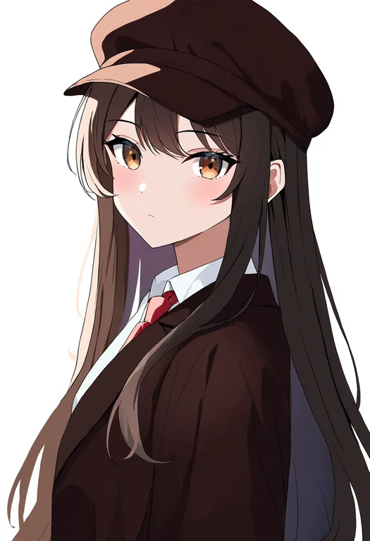 masterpiece, best quality, newest, absurdres, highres, safe, newsboy_cap, 1girl, solo, upper_body, simple_background — by k3scat, made with ComfyUI