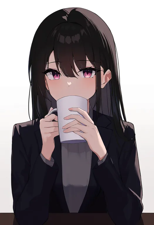 masterpiece, best quality, newest, absurdres, highres, safe, cup, 1girl, solo, upper_body, simple_background — by k3scat, made with ComfyUI