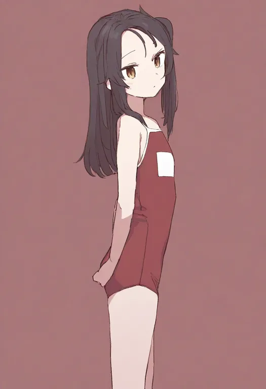 masterpiece, best quality, general, red one-piece swimsuit, 1girl, solo, simple background — by k3scat, made with ComfyUI
