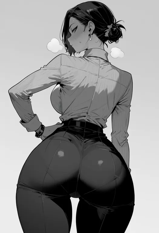 masterpiece, best quality, score_7, safe, monochrome background, 1girl, solo — by k3scat, made with ComfyUI
