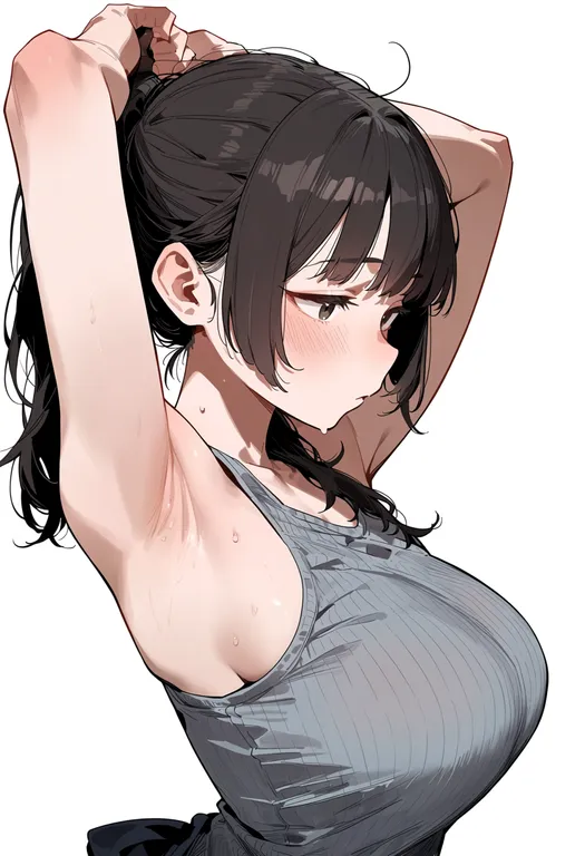 masterpiece, best quality, score_7, safe, rolling pin, 1girl, solo, upper body, simple background — by k3scat, made with ComfyUI