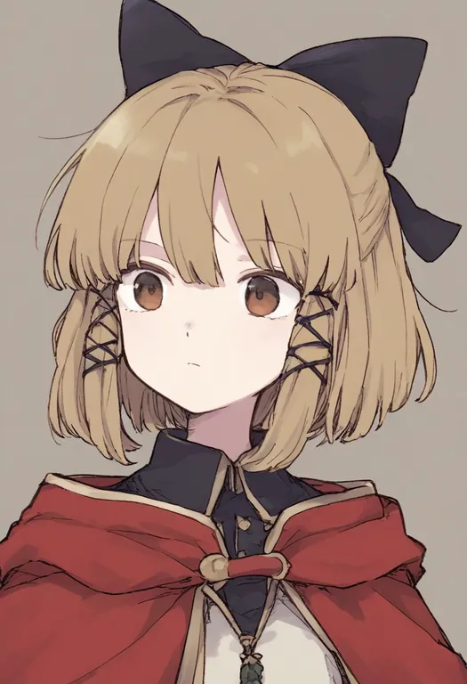 masterpiece, best quality, general, red cloak, 1girl, solo, simple background — by k3scat, made with ComfyUI
