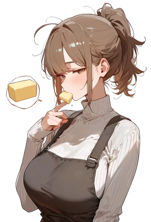 masterpiece, best quality, score_7, safe, butter, 1girl, solo, upper body, simple background — by k3scat, made with ComfyUI