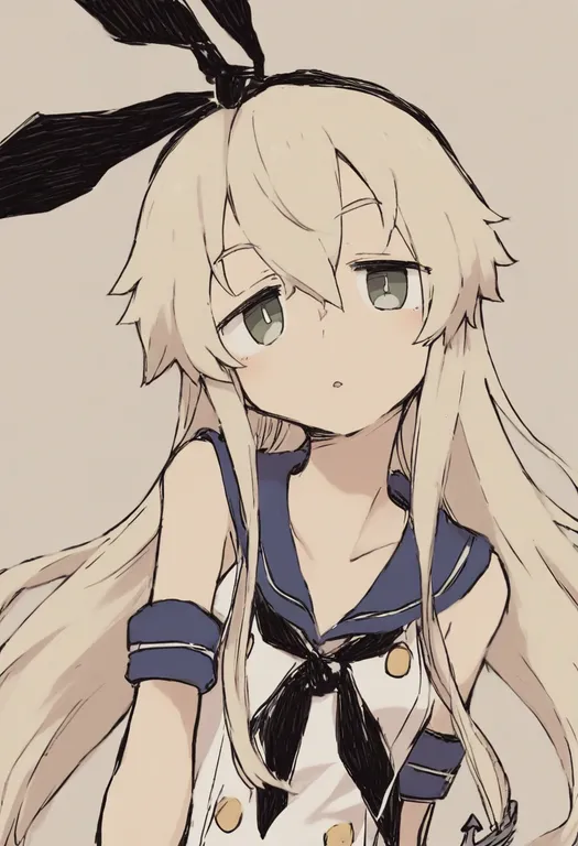 masterpiece, best quality, general, shimakaze (kancolle), kantai collection, solo, upper body, simple background — by k3scat, made with ComfyUI