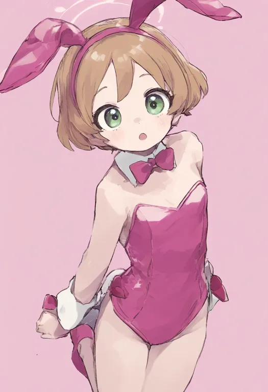 masterpiece, best quality, general, pink leotard, 1girl, solo, simple background — by k3scat, made with ComfyUI