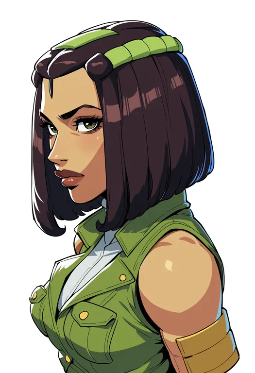 masterpiece, best quality, score_7, safe, ermes costello, solo, upper body, simple background — by k3scat, made with ComfyUI