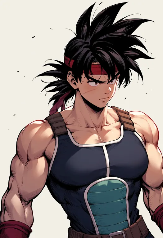 masterpiece, best quality, score_7, safe, bardock, solo, upper body, simple background — by k3scat, made with ComfyUI