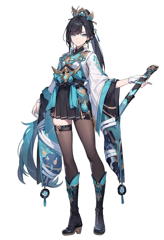 masterpiece, best quality, score_7, safe, onmyoji, solo, simple background — by k3scat, made with ComfyUI