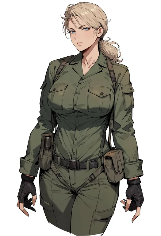masterpiece, best quality, score_7, safe, metal gear (series), solo, simple background — by k3scat, made with ComfyUI