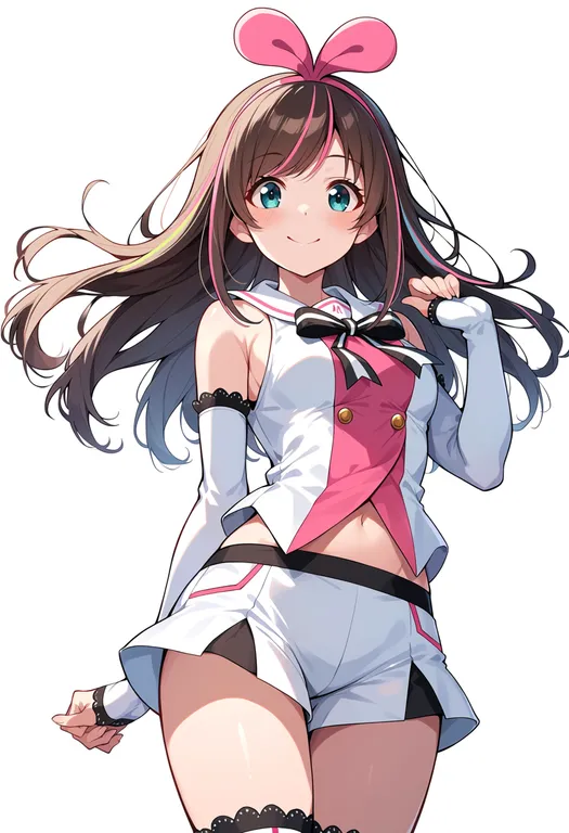 masterpiece, best quality, score_7, safe, kizuna ai inc., solo, simple background — by k3scat, made with ComfyUI