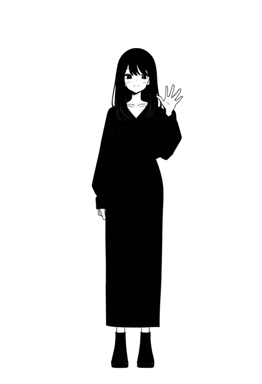 masterpiece, best quality, newest, absurdres, highres, safe, waving, 1girl, solo, full_body, simple_background — by k3scat, made with ComfyUI