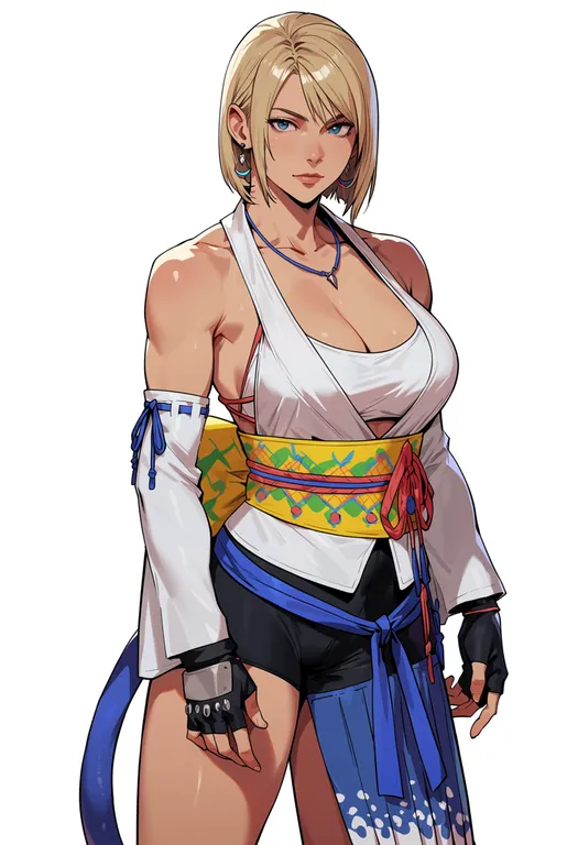 masterpiece, best quality, score_7, safe, final fantasy x, solo, simple background — by k3scat, made with ComfyUI