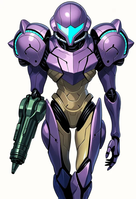 masterpiece, best quality, score_7, safe, metroid prime 2: echoes, solo, simple background — by k3scat, made with ComfyUI