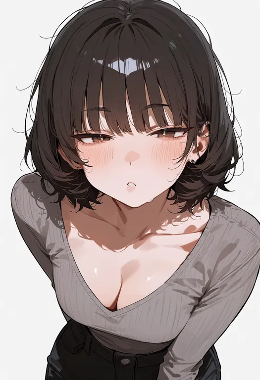 masterpiece, best quality, score_7, safe, hungry, 1girl, solo, upper body, simple background — by k3scat, made with ComfyUI