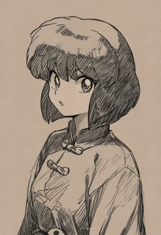 masterpiece, best quality, general, p-chan (ranma 1/2), ranma 1/2, solo, upper body, simple background — by k3scat, made with ComfyUI