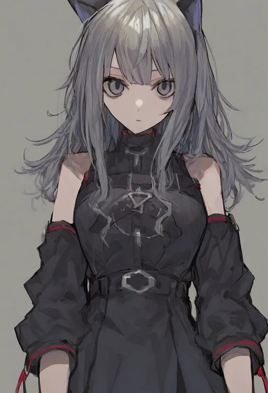 masterpiece, best quality, general, black sleeve cuffs, 1girl, solo, simple background — by k3scat, made with ComfyUI