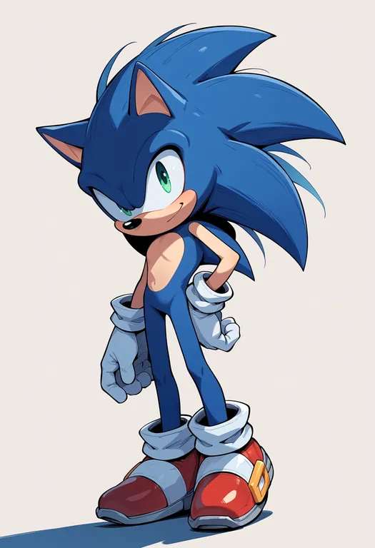 masterpiece, best quality, score_7, safe, sonic the hedgehog (idw), solo, simple background — by k3scat, made with ComfyUI