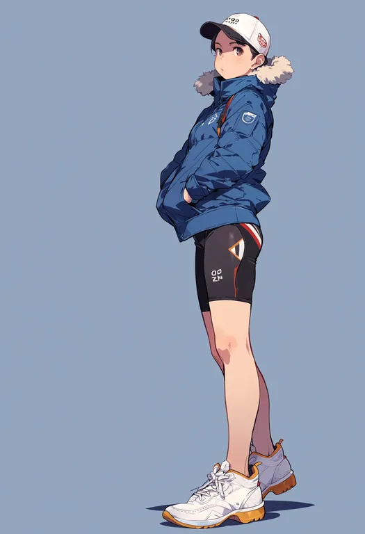 masterpiece, best quality, score_7, safe, 2010 winter olympics, solo, full body, simple background — by k3scat, made with ComfyUI