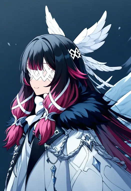 masterpiece, best quality, general, columbina (genshin impact), genshin impact, solo, upper body, simple background — by k3scat, made with ComfyUI