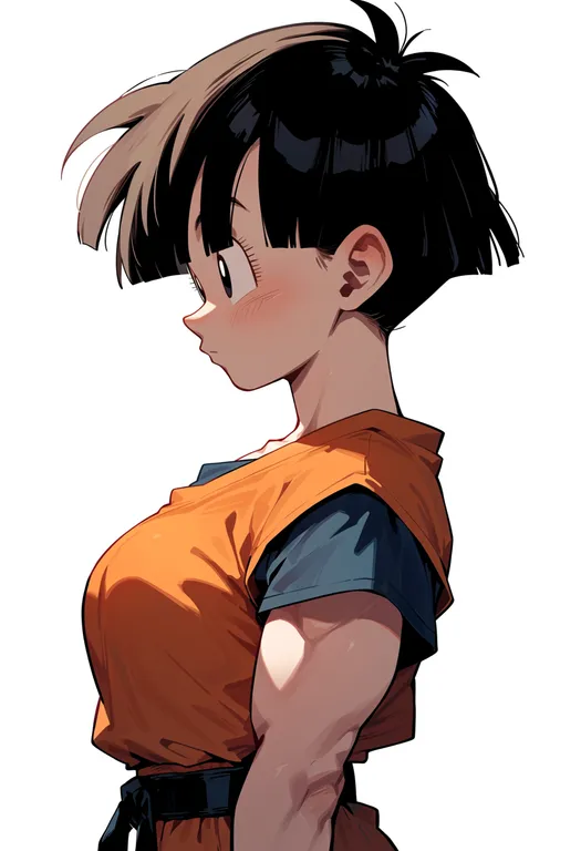 masterpiece, best quality, score_7, safe, pan (dragon ball), dragon ball, solo, upper body, simple background — by k3scat, made with ComfyUI