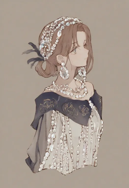 masterpiece, best quality, general, pearl earrings, 1girl, solo, simple background — by k3scat, made with ComfyUI