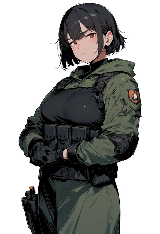 masterpiece, best quality, score_7, safe, helldivers (series), solo, simple background — by k3scat, made with ComfyUI