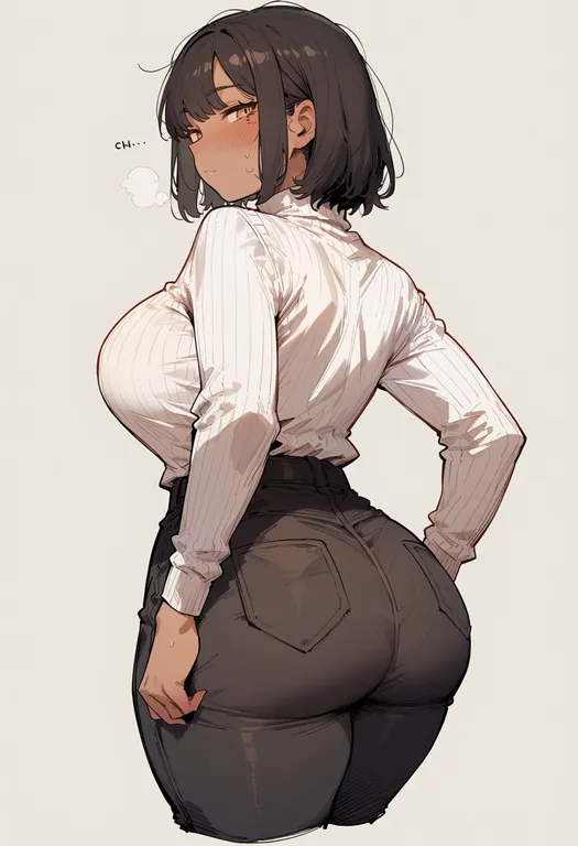 masterpiece, best quality, score_7, safe, smell, 1girl, solo, simple background — by k3scat, made with ComfyUI