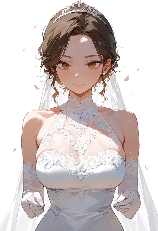 masterpiece, best quality, score_7, safe, wedding cake, 1girl, solo, upper body, simple background — by k3scat, made with ComfyUI