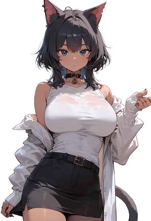 masterpiece, best quality, score_7, safe, cat girl, 1girl, solo, simple background — by k3scat, made with ComfyUI