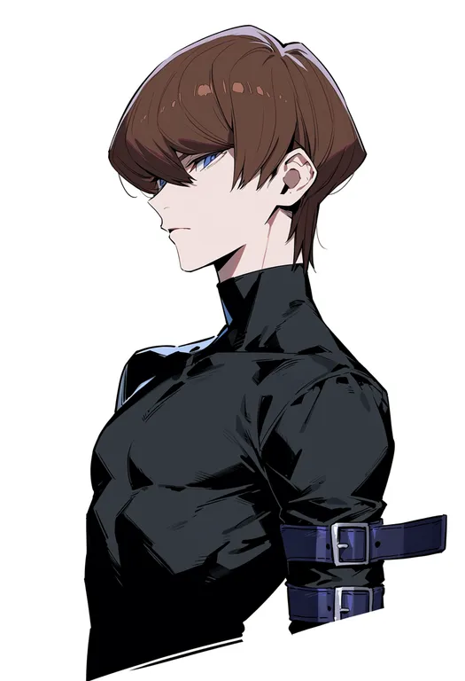 masterpiece, best quality, score_7, safe, kaiba seto, solo, upper body, simple background — by k3scat, made with ComfyUI