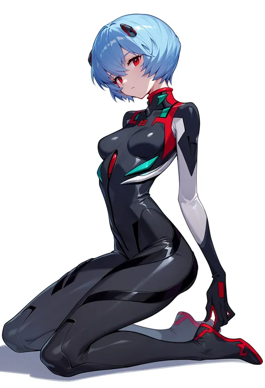 masterpiece, best quality, score_7, safe, rebuild of evangelion, solo, simple background — by k3scat, made with ComfyUI