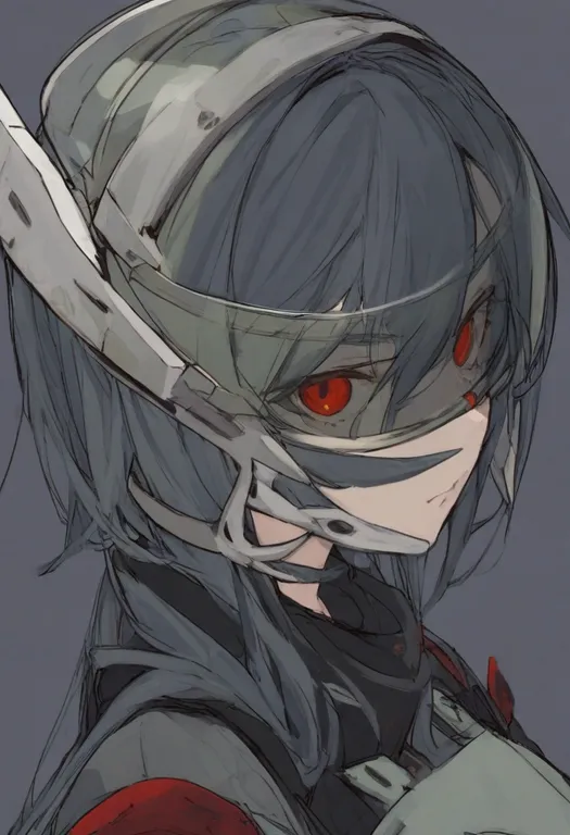 masterpiece, best quality, general, visor, 1girl, solo, simple background — by k3scat, made with ComfyUI