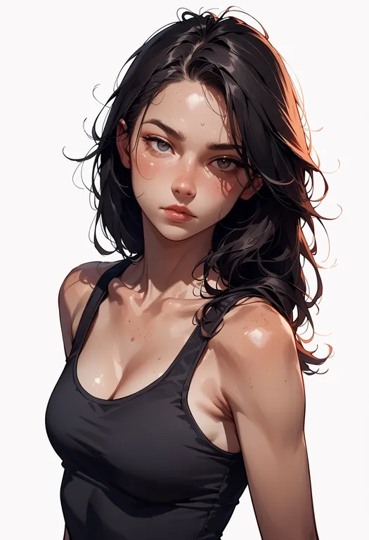 masterpiece, best quality, score_7, safe, no necklace, 1girl, solo, upper body, simple background — by k3scat, made with ComfyUI