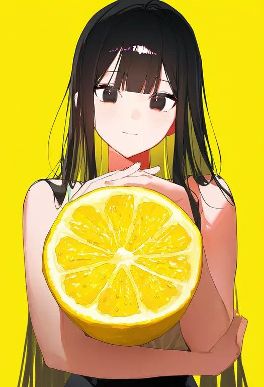 masterpiece, best quality, newest, absurdres, highres, safe, lemon_slice, 1girl, solo, upper_body, simple_background — by k3scat, made with ComfyUI