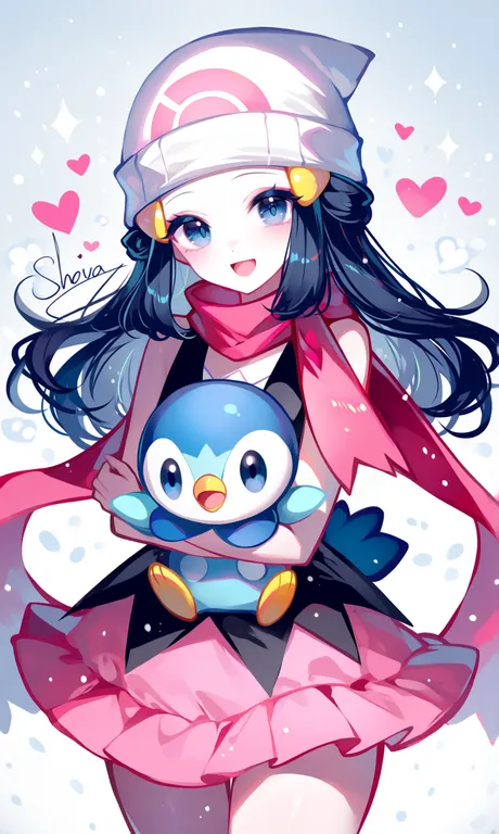 masterpiece, best quality, score_7, safe, @sheya, 1girl, solo, dawn_(pokemon), piplup — by 🦋MiMo大王——冷太阳🍀, made with ComfyUI