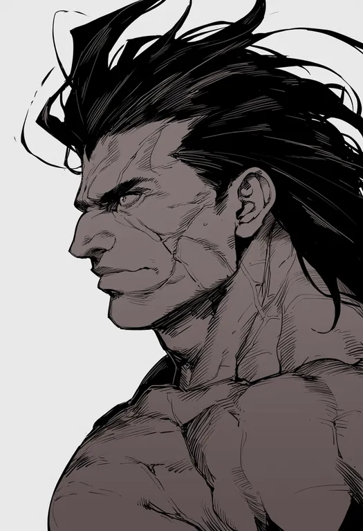 masterpiece, best quality, score_7, safe, heracles (fate), solo, upper body, simple background — by k3scat, made with ComfyUI