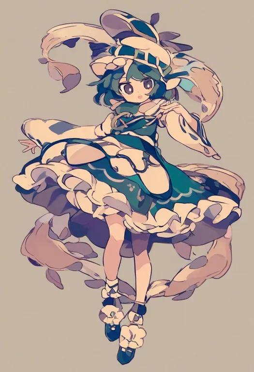 masterpiece, best quality, general, frilled skirt, 1girl, solo, simple background — by k3scat, made with ComfyUI