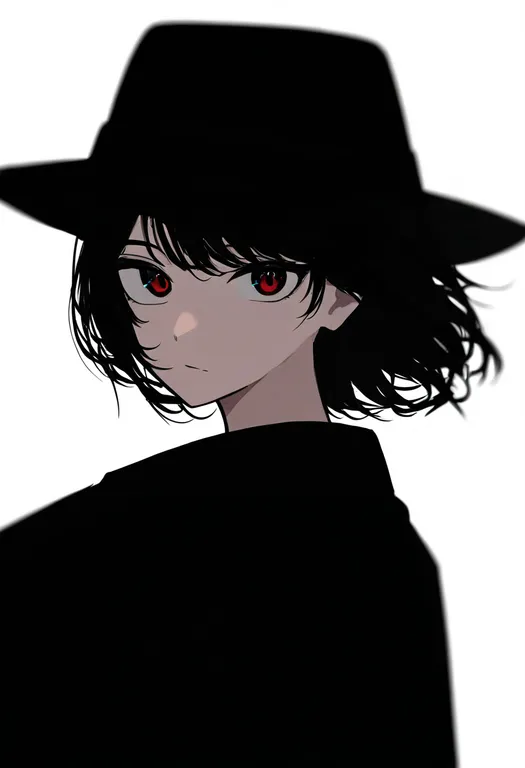 masterpiece, best quality, newest, absurdres, highres, safe, fedora, 1girl, solo, upper_body, simple_background — by k3scat, made with ComfyUI
