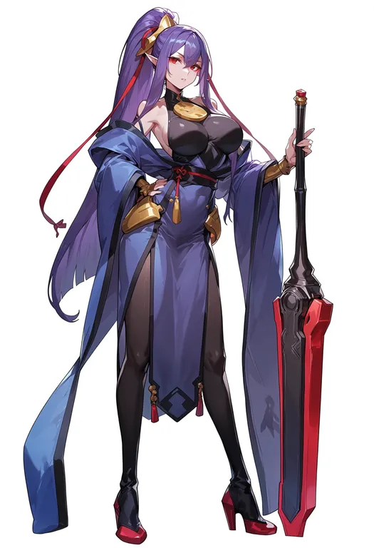 masterpiece, best quality, score_7, safe, blazblue: central fiction, solo, simple background — by k3scat, made with ComfyUI