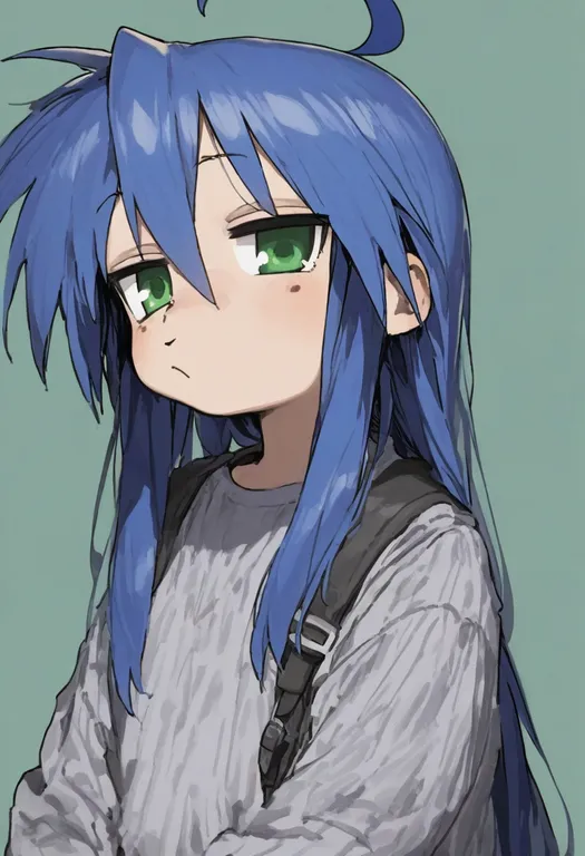 masterpiece, best quality, general, izumi konata, lucky star, solo, upper body, simple background — by k3scat, made with ComfyUI