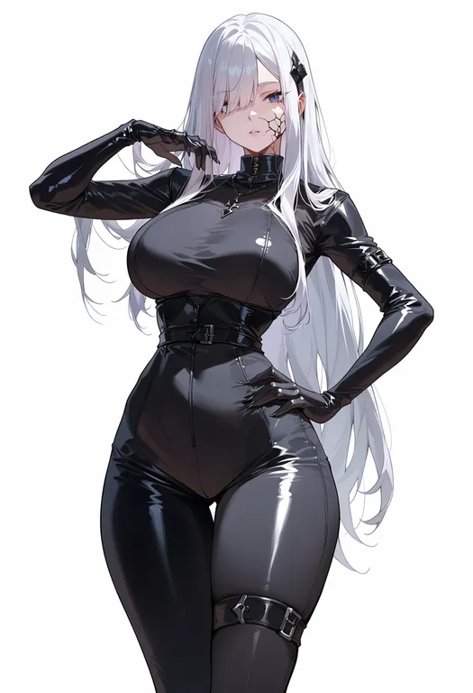 masterpiece, best quality, score_7, safe, cracked skin, 1girl, solo, simple background — by k3scat, made with ComfyUI