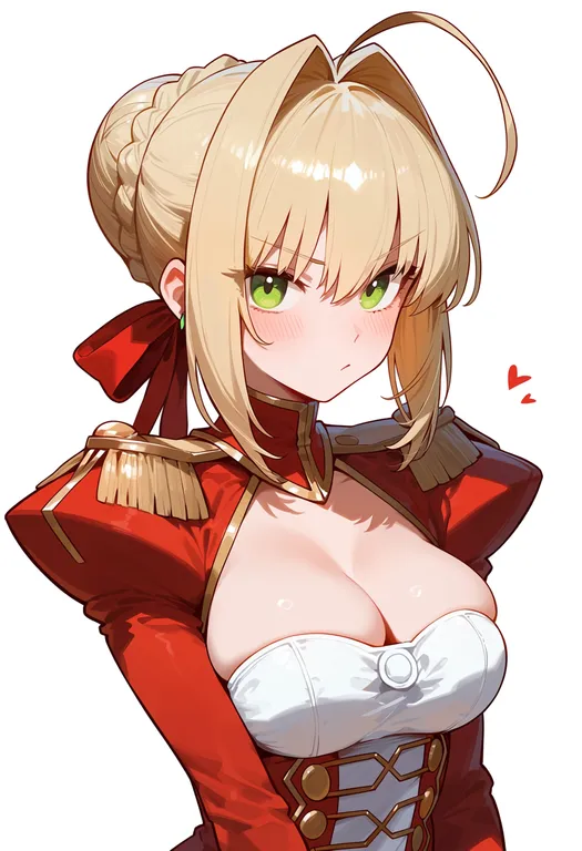 masterpiece, best quality, score_7, safe, nero claudius (fate), fate/extra, solo, upper body, simple background — by k3scat, made with ComfyUI