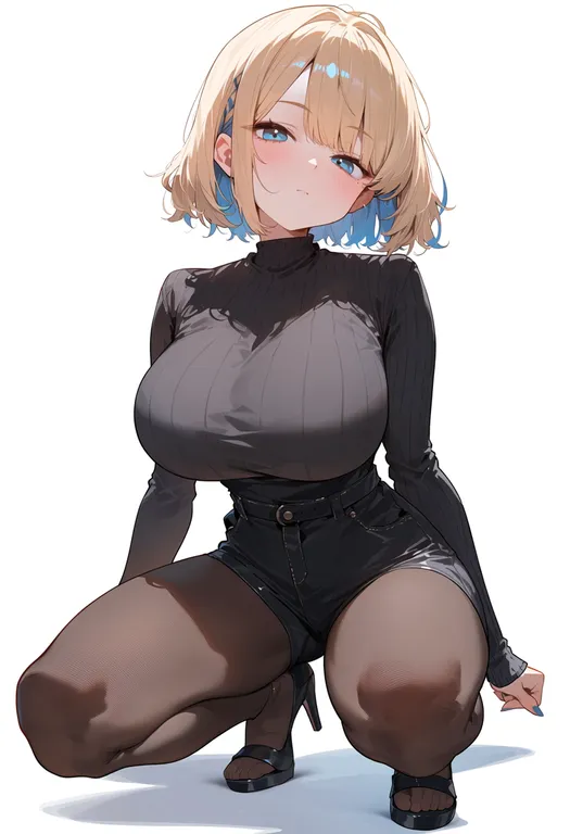 masterpiece, best quality, score_7, safe, resting, 1girl, solo, full body, simple background — by k3scat, made with ComfyUI