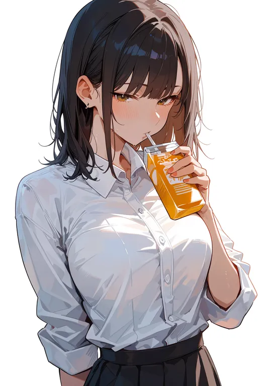 masterpiece, best quality, score_7, safe, juice, 1girl, solo, upper body, simple background — by k3scat, made with ComfyUI