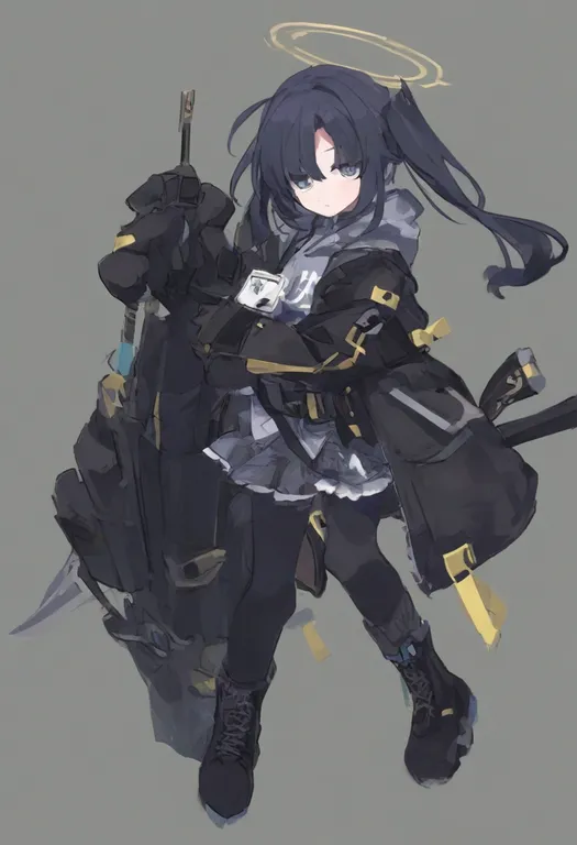 masterpiece, best quality, general, black boots, 1girl, solo, simple background — by k3scat, made with ComfyUI