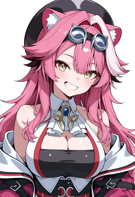 masterpiece, best quality, score_7, safe, raora panthera (1st costume), solo, upper body, simple background — by k3scat, made with ComfyUI