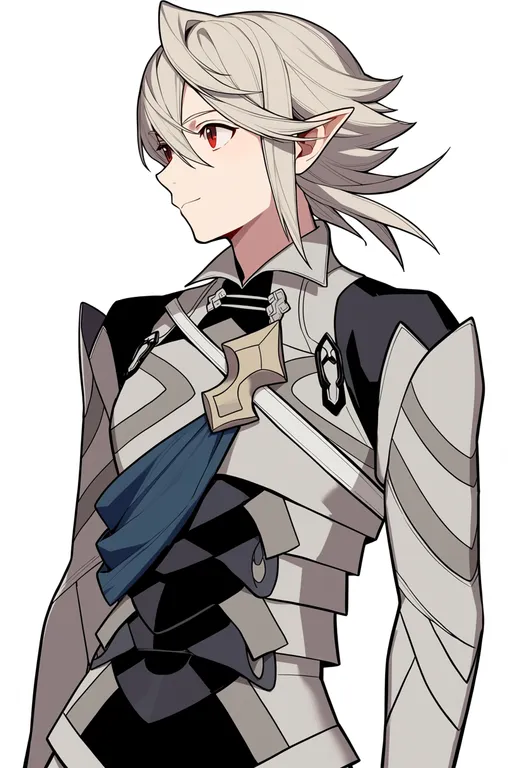 masterpiece, best quality, score_7, safe, male corrin (fire emblem), fire emblem, solo, upper body, simple background — by k3scat, made with ComfyUI